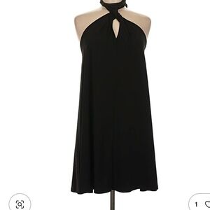 VENUS Black Halter Maxi Dress with Keyhole Detail